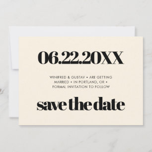 Einfache elegante und schicke Creme Save the Date