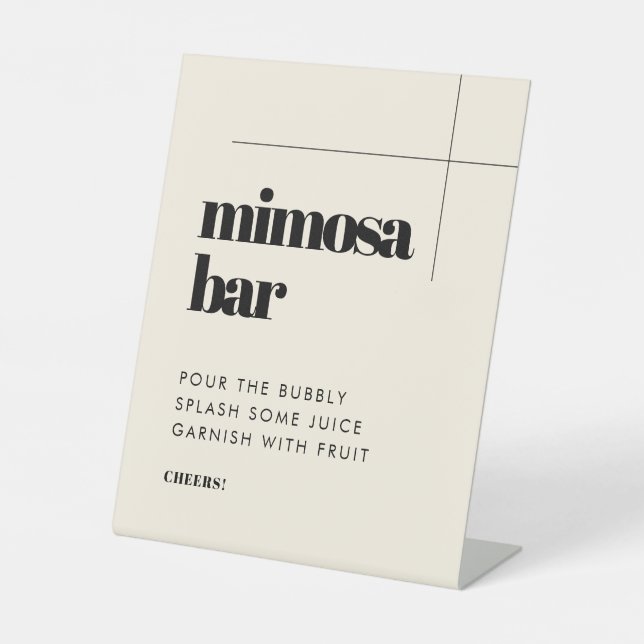 Einfache, elegante und schicke Hochzeit Mimosa Bar Sockelschild (Vorderseite)