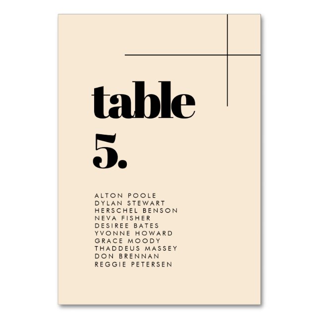 Einfache elegante und schicke Hochzeitskarten Tischnummer (Vorderseite)