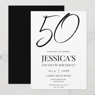 Einfache elegante Unisex-50. Geburtstagsfeier Einladung