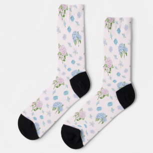 Einfache elegante Wasserfarbe-Hortensienblumen Socken