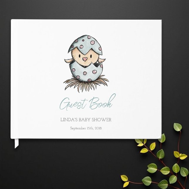 Einfache Elegante Watercolor Bird Baby Dusche Gästebuch (Von Creator hochgeladen)