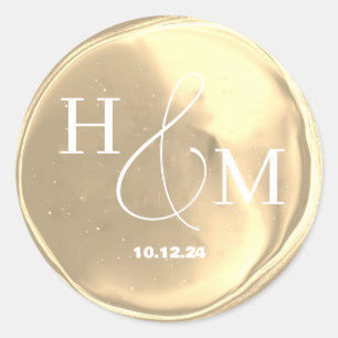 Einfache Elegante Wax Siegel Mit Monogramm Hochzei Runder Aufkleber