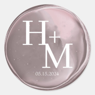 Einfache Elegante Wax Siegel Mit Monogramm Hochzei Runder Aufkleber