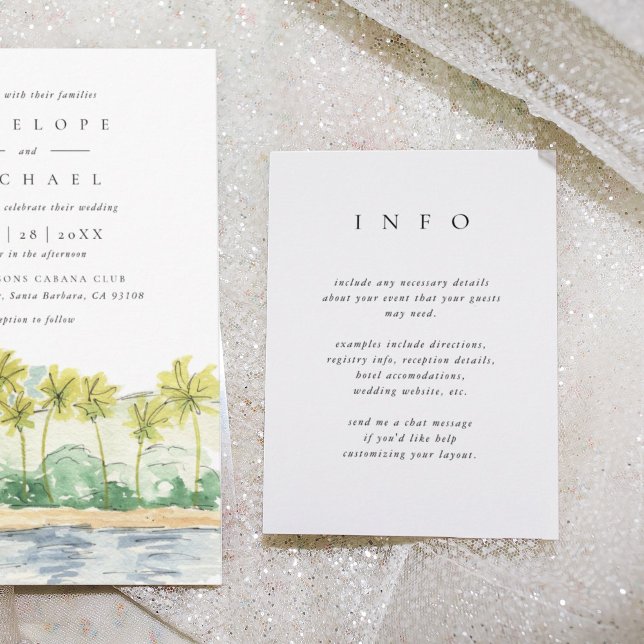 Einfache Elegante Wedding Blue Back Begleitkarte (Simple elegant wedding information enclosure card.)