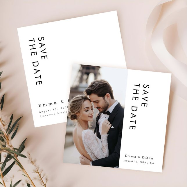 Einfache Elegante Wedding Foto Square Save The Date (Von Creator hochgeladen)