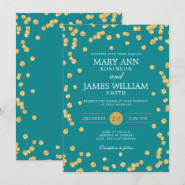 Einfache Elegante Wedding Gold Glitzer Confetti Aq Einladung