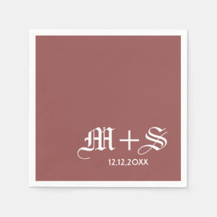 Einfache Elegante Wedding Monogram Rot Serviette