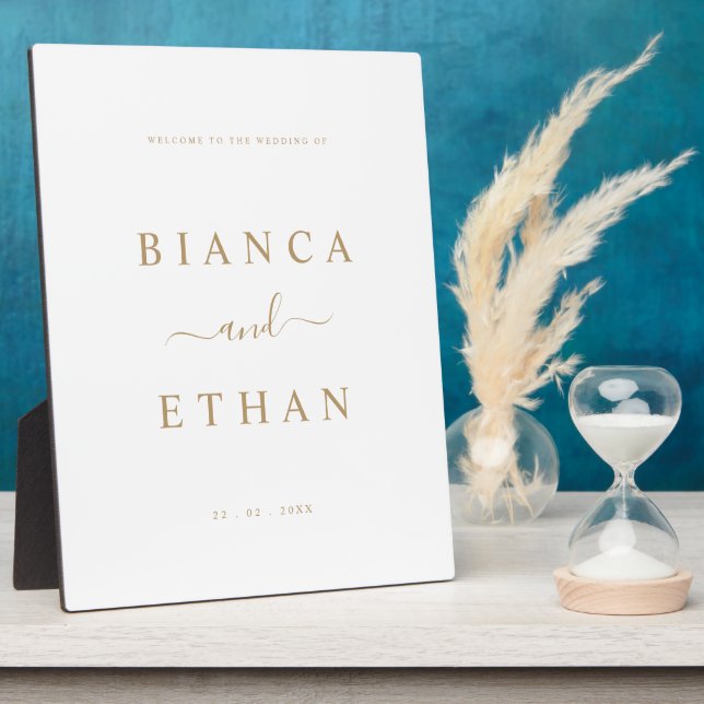 Einfache Elegante Wedding Tabletop Begrüßungszeich Fotoplatte (Seite)