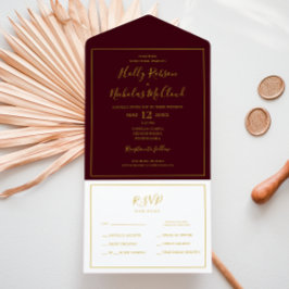 Einfache Elegante Weihnachten | Dunkelrotes Siegel All In One Einladung