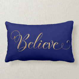 Einfache Elegante Weihnachten glauben Gold Navy Bl Lendenkissen