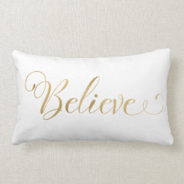 Einfache Elegante Weihnachten glauben Gold White Lendenkissen