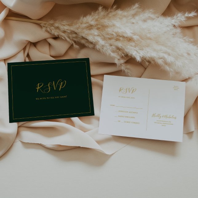 Einfache Elegante Weihnachten | Green Wedding RSVP Postkarte (Von Creator hochgeladen)