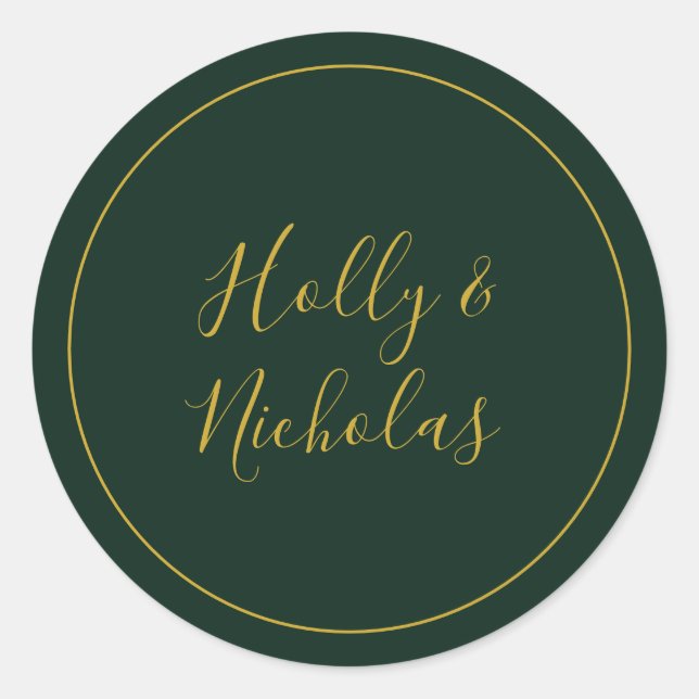 Einfache Elegante Weihnachten | Grüne Umschlag Auf Runder Aufkleber (Vorderseite)