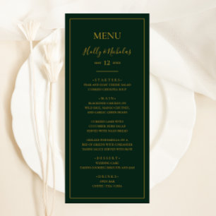 Einfache Elegante Weihnachten Grünes Hochzeitses Menükarte