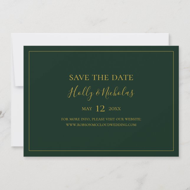 Einfache Elegante Weihnachten | Horizontal grün Save The Date (Vorderseite)
