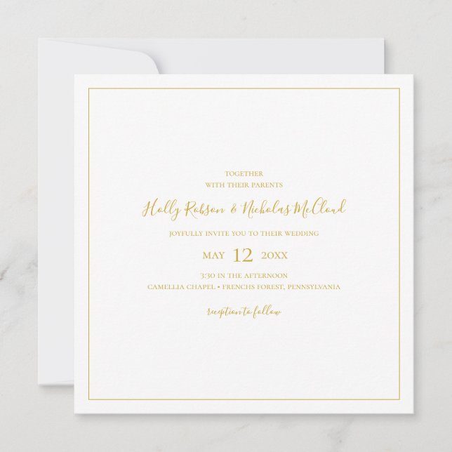 Einfache Elegante Weihnachten | White Square Weddi Einladung (Vorderseite)