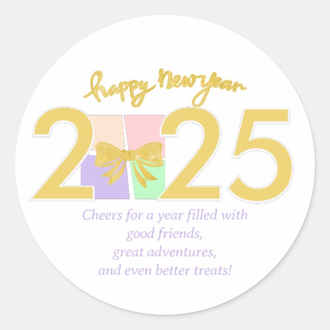 Einfache Elegante Weihnachts-Geschenkboxen Bow Runder Aufkleber (Vorderseite)