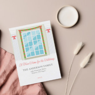 Einfache elegante Weihnachts-Moving-Announcement-K Feiertagspostkarte