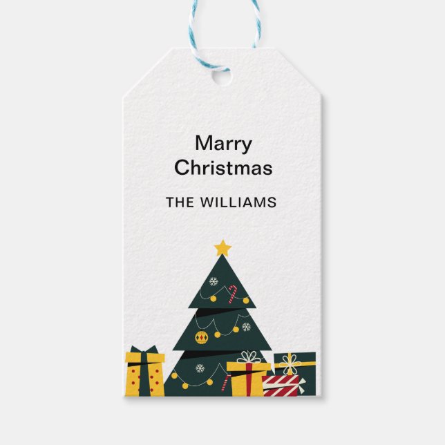 Einfache Elegante Weihnachtsbaum-Geschenkboxen Geschenkanhänger (Vorderseite)