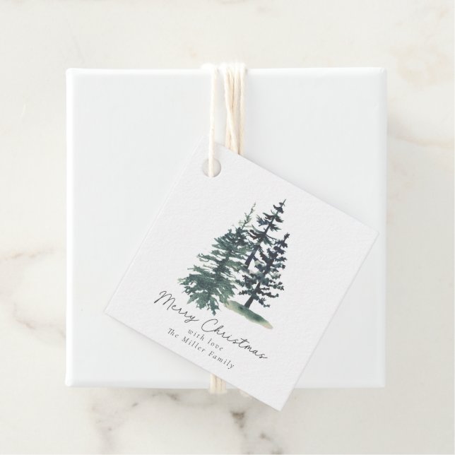 Einfache Elegante Weihnachtsbaum | Kiefernbaum Geschenkanhänger (Beispiel)