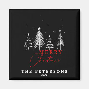 Einfache Elegante Weihnachtsbaume   Schwarz Magnet