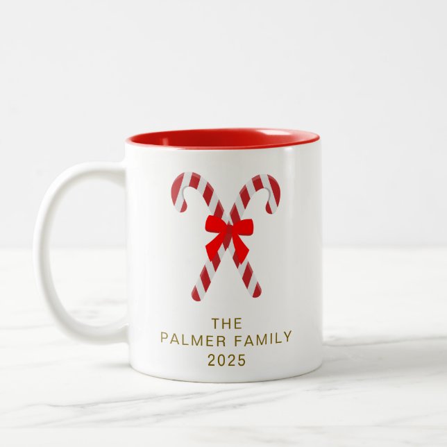 Einfache elegante Weihnachtsfamilie Candy Zweifarbige Tasse (Links)