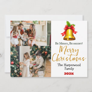 Einfache Elegante Weihnachtsfamilie Foto Collage Feiertagskarte