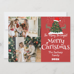 Einfache Elegante Weihnachtsfamilie Foto Collage Feiertagskarte