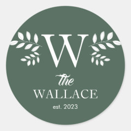 Einfache Elegante Weihnachtsfamilie Mit Monogramm Runder Aufkleber