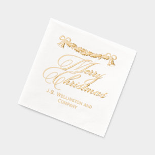 Einfache elegante Weihnachtsglocken Merry Christma Servietten Mit Folie