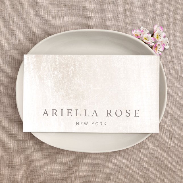 Einfache, elegante, weiß gebürstete Marmorplatte B Visitenkarte (Von Creator hochgeladen)