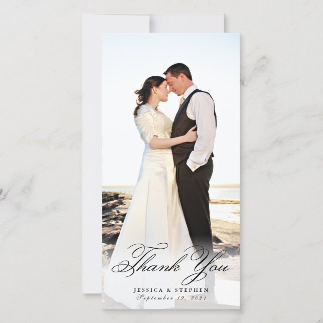Einfache elegante weiße Dankeschön 8x4 Fotokarte Dankeskarte (Vorderseite)
