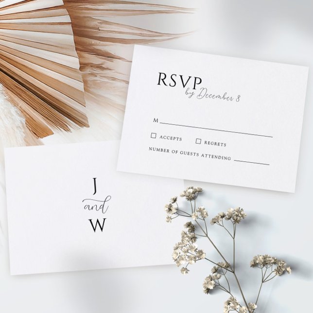 Einfache, elegante weiße Hochzeit RSVP Karte (Von Creator hochgeladen)
