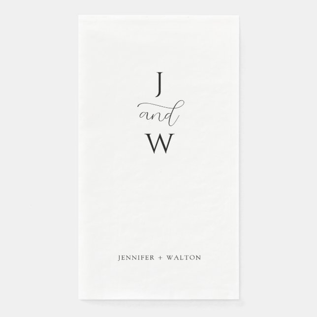 Einfache, elegante weiße Hochzeit Serviette (Vorderseite)