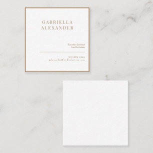 Einfache elegante weiße und goldene Quadratform Quadratische Visitenkarte
