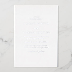 Einfache elegante weiße und silberne Designer-Hoch Folieneinladung