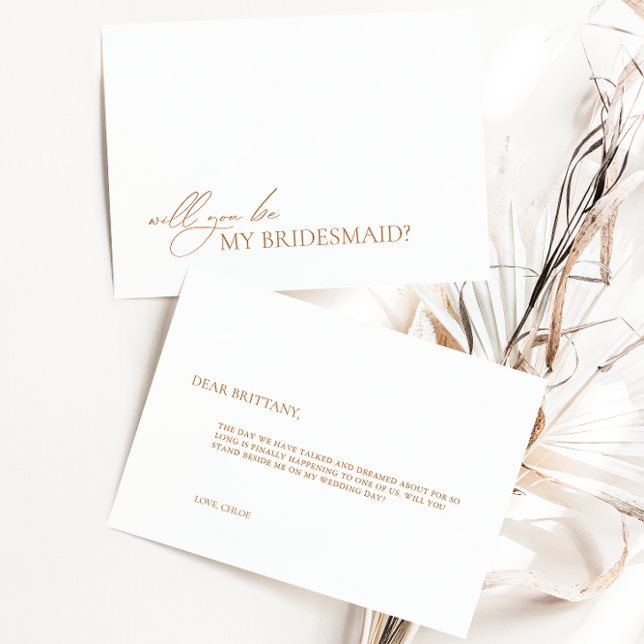 Einfache elegante White Bridesmaid Vorschlagskarte Einladung (Von Creator hochgeladen)