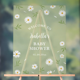 Einfache elegante White Daisies Baby Dusche Empfan Acrylschild