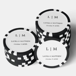 Einfache, elegante White Monogram Wedding Pokerchips