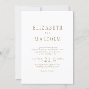 Einfache elegante White Wedding Einladung
