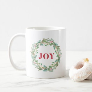Einfache Elegante Wreath Joy Moderne Weihnachten Kaffeetasse