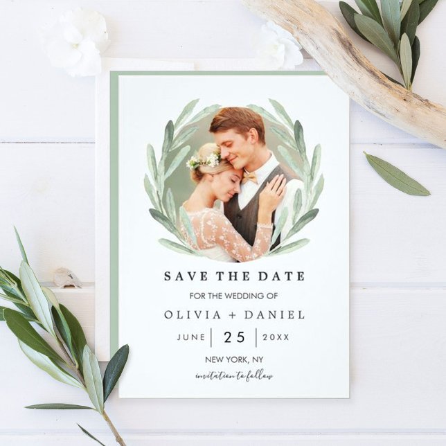 Einfache Elegante Wreath Wedding Save the Date Fot (Von Creator hochgeladen)