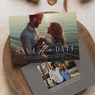 Einfache, elegante Zwei-Foto-Moderne Save the Date