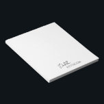 Einfache Elegantenbezeichnung Modern Notizblock<br><div class="desc">Modernes Notizblock in Schwarz/Weiß mit einem schlichten und minimalen Design mit Ihrem Namen in einem eleganten Drehbuch und zeitgenössischen serifenlosen Schriftart. Diese sind ideal für den persönlichen oder beruflichen Gebrauch und eignen sich hervorragend für ein Unternehmen,  um als Werbeartikel zu verschenken.</div>