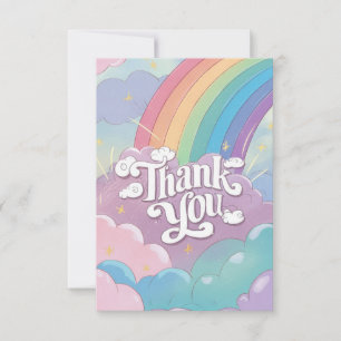 Einfache Eleganter Regenbogen und Wolken Dankeskarte