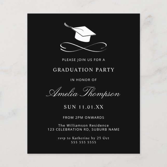 Einfache Eleganter Schwarz-Weiß-Abschluss (Vorderseite)