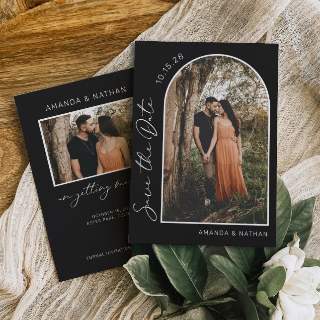 Einfache Elegantes Foto Schwarz-Weiß-Hochzeit Save The Date (Von Creator hochgeladen)