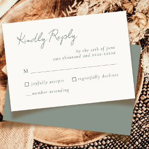 Einfache Elegantsage Green Wedding RSVP Reaktion Karte