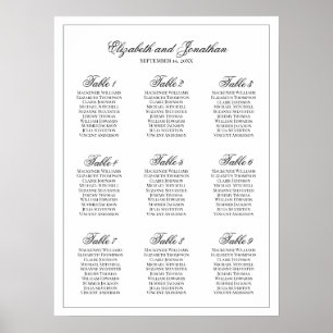 Einfache Eleganz 9 Tabelle Hochzeitskarte Poster